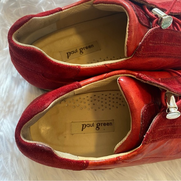 Paul Green Red Leather & Suede Elvis Sneakers | Size 6 - Picture 5 of 13